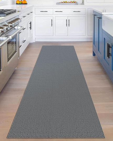 KOZYFLY Runners for Hallways 3x8 ft Washable Kitchen Runner Non Slip Rubber Backed Hall Runners Cotton Entryway Runner Rugs Floor Carpet for Indoor Backdoor Bedroom Kitchen, Grey/Dark Grey