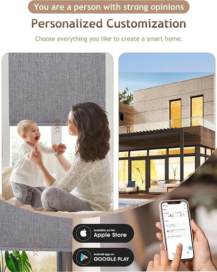 Kincmo Motorized Blinds with Remote,100% Blackout Motorized Roller Shades Work with Apple Homekit,Alexa,Google, Custom Electric Blinds with App,Voice Control (Dual Sided Dark Grey)