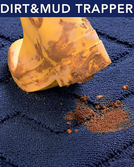 hicorfe Indoor Doormat,Front Back Door Mat Rubber Backing Non Slip Door Mats 20"x59" Absorbent Resist Dirt Entrance Doormat Inside Floor Mats Entryway Washable Low-Profile for Patio,Garden(Navy Blue)
