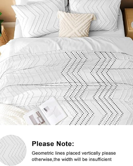 Litanika California King Size Comforter Set with Sheets White - 7 Pieces Bed in a Bag Cal King Boho Tufted Complete Bedding Sets with Comforter, Sheets, Pillowcases & Shams