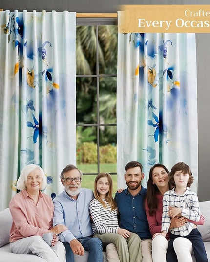 Maison d'Hermine Curtains for Living Room 100% Cotton 96 inch Length Two Panels Window Toile Curtains for Bedroom with Loop & Rod Pockets, Gifts for Mothers Day (Lazy Summer Days, 50" W x 96" L)
