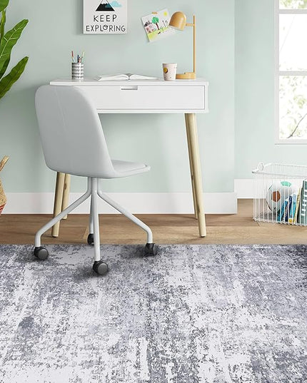 Modern Abstract 2x3 Area Rug Non Slip Non Shedding Low Pile Stain Resistant Rug for Entryway Kitchen Bedroom,Light Grey