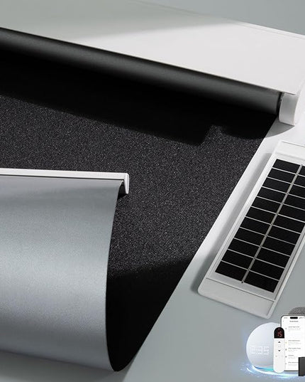 Motorized Blinds with Remote, Smart Blinds with Solar Panel, Thermal Blackout Electric Blinds, Automatic Blinds for Windows Compatible with Alexa, Black-23 x72