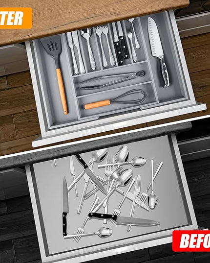 Kitchen Silverware Drawer Organizer and Storage Cabinet Utensil Rack Bathroom Counter Vanity Extra Large Big Cooking Drawer Organizers Countertop Pantry Storage Cabinet Best Kitchen Must Haves 2025