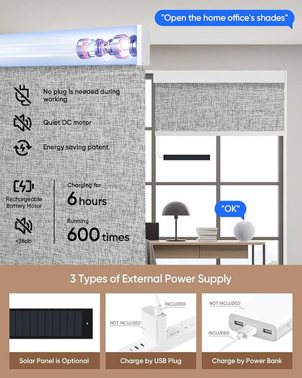 Kincmo Motorized Blinds with Remote,100% Blackout Motorized Roller Shades Work with Apple Homekit,Alexa,Google, Custom Electric Blinds with App,Voice Control (Mist Twilight)