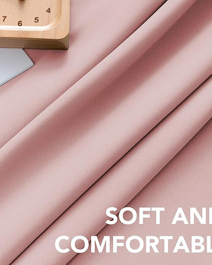 H.VERSAILTEX Blackout Curtains Thermal Insulated Window Treatment Panels Room Darkening Blackout Drapes for Living Room Back Tab/Rod Pocket Bedroom Draperies (2 Panels, Baby Pink, 52 x 96 Inch)