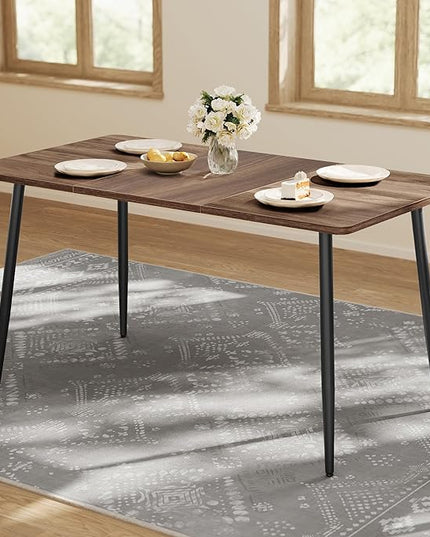 VASAGLE Dining Table, Dining Room Table for 4-6 People, Modern Farmhouse, for Kitchen, Quick Assembly, Heat-Resistant Surface, 29.5 x 55.1 x 29.5 Inches, Natural Walnut and Ink Black UKDT100K02V1