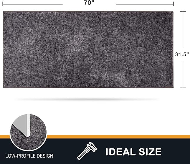 PURRUGS Dirt Trapping Door Mat 31.5" x 70", Non-Slip Machine Washable Entry Rug, Shoe Scraper, Dog Doormat, Super Absorbent Welcome Mat for Front & Back Door, Muddy Shoes & Paws, Light Grey-Dark Grey