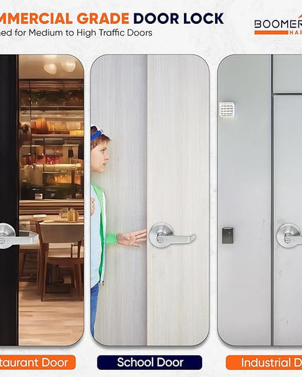 Boomerang Entry Function - ADA Commercial Door Lever Lock - Heavy-Duty Locking Door Handle, Cylindrical Lever Lock, Non-Handed Grade 2, Satin Chrome (US26D), Entrance/Keylock