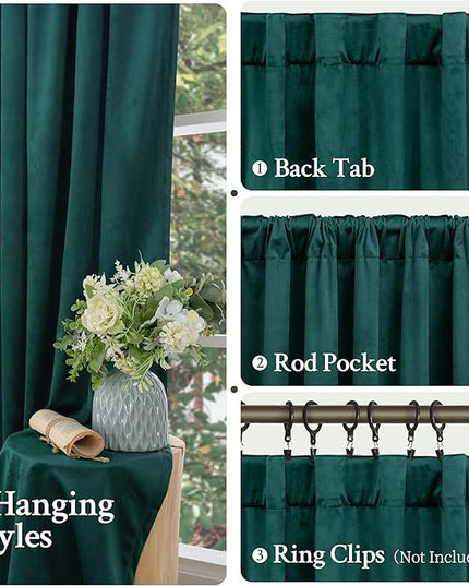 LAMIT Teal Velvet Curtains 102 Inch Length, Thermal Room Darkening Drapes for Living Room Luxury Privacy Back Tab and Rod Pocket Christmas Panels for Bedroom/French Door, 2 Panels, 52 x 102 Inch