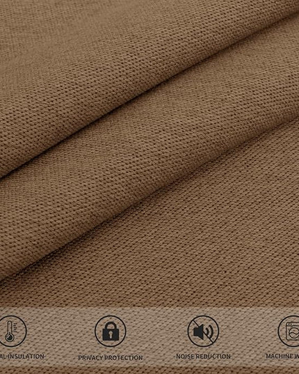 Easy-Going Linen Look Blackout Curtain Grommet Window Curtain Drapes for Bedroom, Living Room Thermal Insulated Room Darkening (2 Panels, 52x96 inch, Brown)