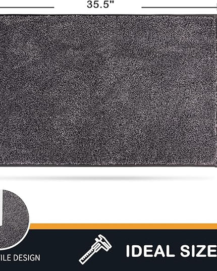 PURRUGS Dirt Trapping Door Mat 24" x 35.5", Non-Slip Machine Washable Entry Rug, Shoe Scraper, Dog Doormat, Super Absorbent Welcome Mat for Front & Back Door, Muddy Shoes & Paws, Light Grey-Dark Grey