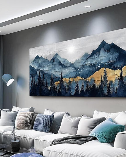 FUHAIHUA Large Wall Decor For Living Room Canvas Wall Art For Office Modern Wall Decorations For Bedroom Mountain Landscape Painting Abstract Pictures Artwork Room Home Decor 24x48 In