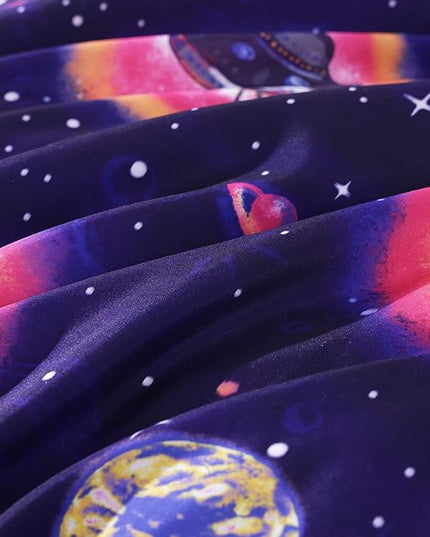 Twin Comforter Set for Boys-5 Pieces Space Rocket Twin Bedding Sets for Kids, Ultra Soft Bed in A Bag with Sheets