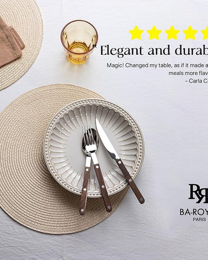 Round Placemats Set of 8 Plastic Woven Placemats Washable Wipeable Table Mats for Dining Table Heat Resistant Non-Slip Circle Place Mats (Beige)