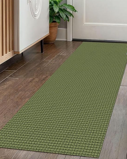 KOZYFLY Runners for Hallways 2x5 ft Washable Kitchen Runner Non Slip Rubber Backed Hall Runners Cotton Entryway Runner Rugs Floor Carpet for Indoor Backdoor Bedroom Kitchen, Bright Green/Earthy Green