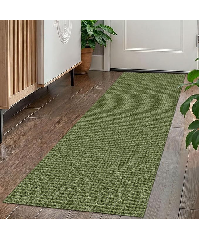 KOZYFLY Runners for Hallways 2x5 ft Washable Kitchen Runner Non Slip Rubber Backed Hall Runners Cotton Entryway Runner Rugs Floor Carpet for Indoor Backdoor Bedroom Kitchen, Bright Green/Earthy Green
