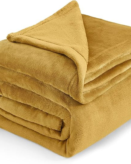 Bedsure GentleSoft Fleece Blankets King Size Gold Yellow - Bed Blanket Soft Lightweight Plush Cozy Fuzzy Luxury Microfiber, 108x90 inches
