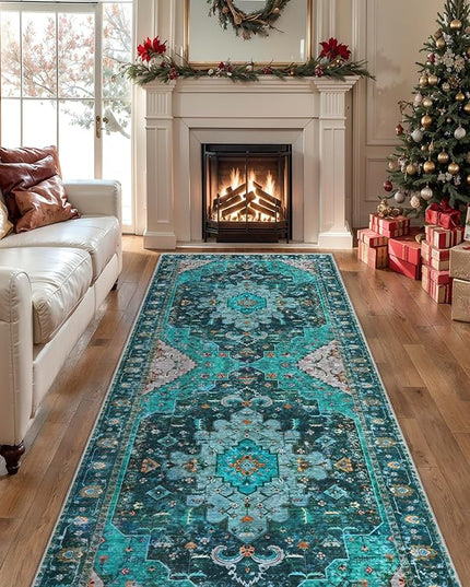 Ciicool Washable Vintage Runner 2' x 10' ft Hallway Rug Carpet, Boho Low Pile Long Non Slip Soft Kitchen Carpet Indoor Oriental Throw Rug