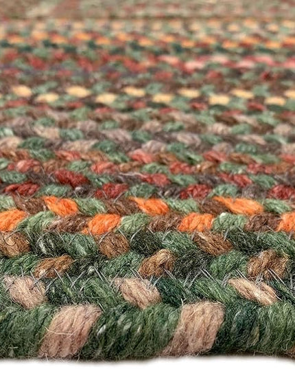 Capel American Heritage Green Multi 8' 0" X 11' 0" Concentric Rectangle Braided Rug