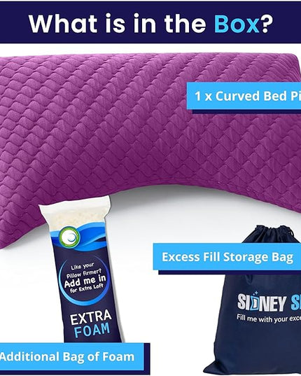 Sidney Sleep Pillow for Side and Back Sleepers - Comfort for Neck and Shoulder Pain - Adjustable and Customizable Shredded Memory Foam Filling - Queen Size - Additional Foam Fill Included (Magenta)
