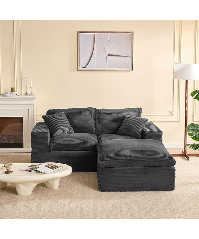 74.8” Cloud Couch, Modular Loveseat Sofa, Convertible Sofas Bed, Deep Seat Sofa, Cozy Sofa for Living Room, Office and Bedroom, L Shaped Cozy Sofa Furniture Set, Corduroy, Gray