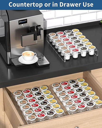 AITEE Acrylic K Cup Drawer Organizer, Clear K Cup Organizer Tray for Drawer or Countertop Storage, Hold 24 Coffee Capsules,K Cup Coffee Pod Holder for Office and Kitchen K Cup Storage (9.6x13.2Inches)