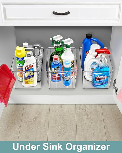 Sorbus 2 Pack Large Clear Plastic Storage Bins, Clear Organizer Bins with Handle for Kitchen, Pantry, Cabinet, Refrigerator, Craft, Toys, Clothes, Closet, Under Sink, Bathroom Organizers and Storage
