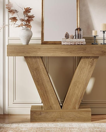 Tribesigns Narrow Console Table, Behind Couch Sofa Small Entryway Table with V-Shaped Legs, Living Room, Hallway, Foyer, Entrance, Brown