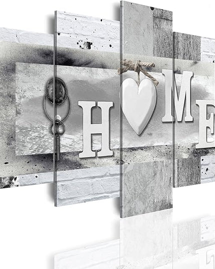 LUDUHU Love Sanctuary Canvas Print Wall Art - 5 Pieces Sweet Home Sign Wall Art,white Home Sweet Heart Painting,modern Family Wall Decor (F,Oversize 80x40inch)
