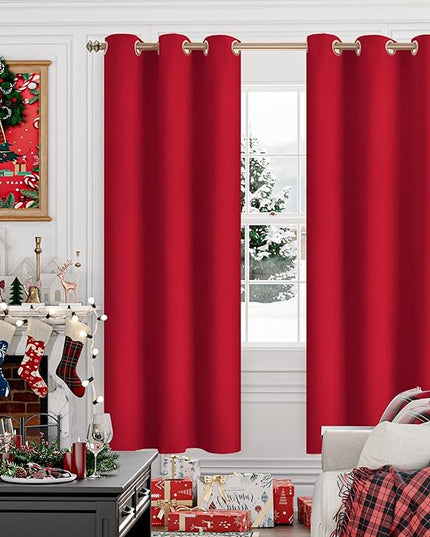 YoungsTex Red Blackout Curtains for Living Room - 72 Inch Length Thermal Insulated Drapes with Grommet Room Darkening for Bedroom Dining Light Blocking, 2 Panels, 42 x 72 Inch