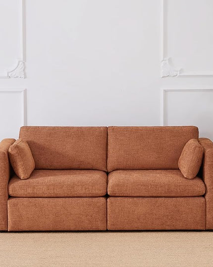 CHITA Small Modular Sectional Fabric Sofa Set, Extra Comfty Loveseat Cloud Couch, FSC Certified Modular Sectional Couch for Living Room, 78 inch Width,2 Seat Modular Sofa, Terracotta