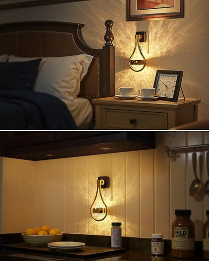 Briignite LED Night Lights Plug into Wall, 330° Rotating Night Light with Dusk to Dawn Sensor, 0-100LM Dimmable Nightlight Adjustable Brightness, 3000K Warm White for Hallway, Bedroom, Stairway