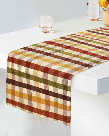 Urban Villa Fall Table Runner Harvest Checks 14''x72” 100% Cotton Over Sized Runner Heavier Quality Ideal Thanks Giving Dining Wedding Dinner Parties Everyday Use