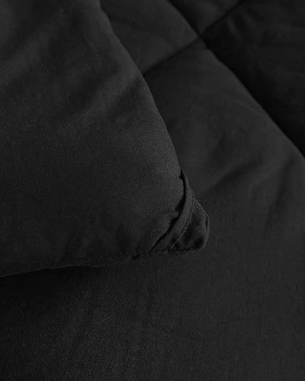 NTBAY Twin Comforter Set with Sheets, 5 Pieces Soft and Breathable Twin Bedding Set, Twin Bed in a Bag, Down Alternative Comforter Set Solid Color All Season, Kids Bedding Set, Black