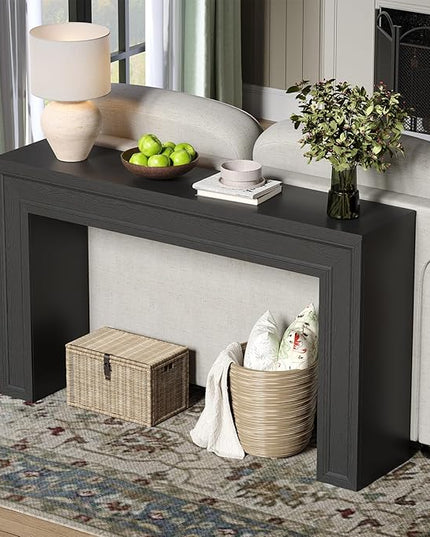 Rresyet 55 Inch Long Console Table, Sofa Table Behind Sofa, Entryway Table, Farmhouse Entryway Table for Entry, Hallway, Living Room (Black)