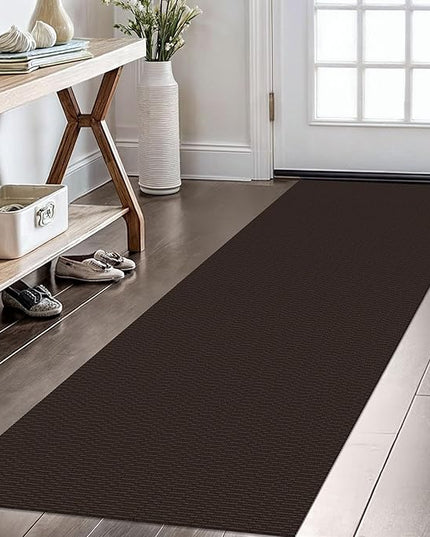 KOZYFLY Washable Runner Rug 2x6 Ft Runners for Hallways Non Slip Kitchen Runners Braided Cotton Entryway Runner Indoor, Carpet for Hallway Kitchen Entryway Bedroom, Dark Coffee/Brown