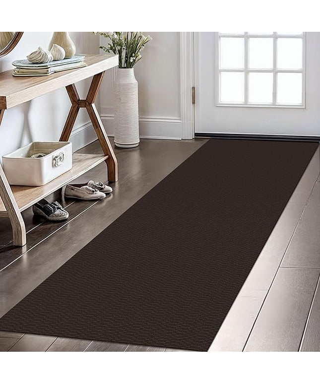 KOZYFLY Washable Runner Rug 2x6 Ft Runners for Hallways Non Slip Kitchen Runners Braided Cotton Entryway Runner Indoor, Carpet for Hallway Kitchen Entryway Bedroom, Dark Coffee/Brown