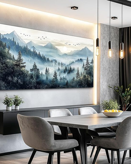 FUHAIHUA Canvas Wall Art For Living Room Large Wall Decor For Office Bedroom Decorations Mountain Landscape Pictures Forest Fog Painting Artwork Room Wall Mural Aesthetic Home Decor 30x60 In