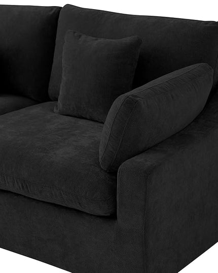 Cloud Couch Modular Sectional Sofa,82.68" Oversized LoveSofa, Down Filled Convertible Wide Seater for Living Room Set, Covers Washable&Replaceable,Black
