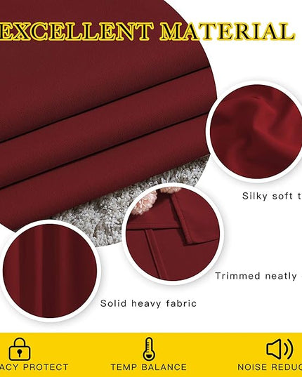 NICETOWN Burgundy Blackout Curtains Grommet - Home Decorations Thermal Insulated Solid Grommet Top Blackout Living Room Panels/Drapes for Gift (One Pair, 52 x 84-Inch, Red)