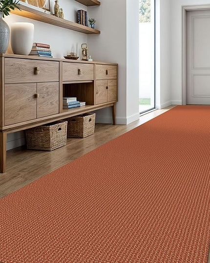 KOZYFLY Extra Long Runners for Hallways 3x18 ft Washable Kitchen Runner Non Slip Rubber Backed Hallway Rug Cotton Entryway Runner Rug Floor Carpet for Indoor Hall, Kitchen, Stair, Orange/Tan