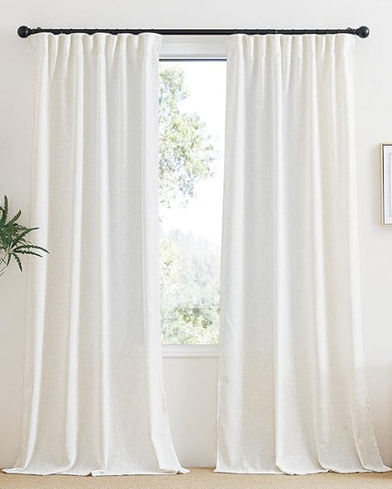 NICETOWN Linen Sheer Curtains 84 inches Long, Pinch Pleated Rod Pocket Back Tab Window Sheer Drapery for Bedroom, Living Room, Light Filtering Privacy Sheer Curtains, 1 Piar, 42 x 84 Inches Long