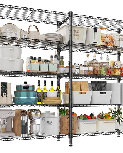 Himimi Storage Shelves-5 Tier Heavy Duty Wire Shelving Unit with Leveling Feet, 1500LBS Adjustable Metal Shelves Organizer for Kitchen Garage Pantry Laundry, 60" W*14" D*72" H, Black