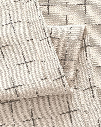 MIULEE Decorative Back Tab Linen Curtains with Geometric Pattern for Living Room Bedroom Farmhouse Rustic Thick Woven Textured Patterned Mudcloth Drapes 90 Inch Long 2 Panels Set, Beige
