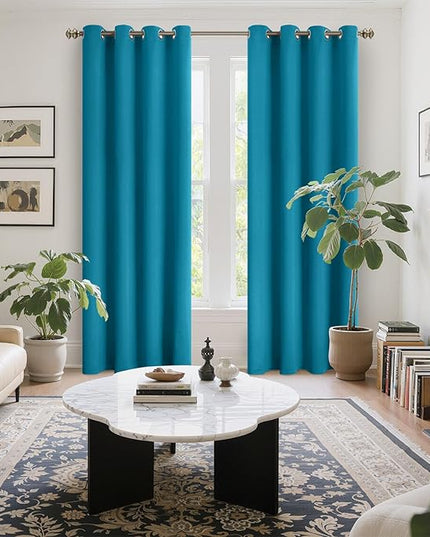 YoungsTex Teal Blue Blackout Curtains for Living Room - Thermal Insulated Drapes with Grommet Room Darkening Privacy for Bedroom Living Room, 2 Panels, 52 x 84 Inch