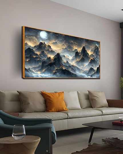 Large Wall Art Landscape Wall Paintings for Living Room Mountain Artwork Black Art 29"x 59" Nature Wall Decor Bird Posters for Home Office