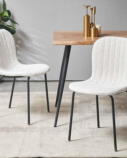 NORDICANA 5-Piece Dining Table Set, Modern Rectangular Dining Table and Chairs Set for Kitchen, Dining Room, Dinette, Breakfast Nook w/ 4 Chairs - Boucle White