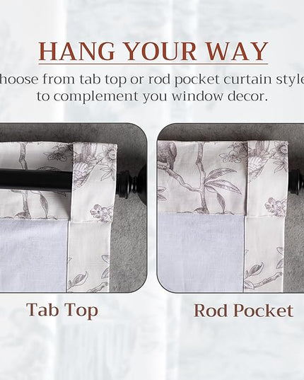 Maison d' Hermine Curtains for living room 100% Cotton 96 inch length One Panel Light Filtering Toile Curtains for Bedroom Windows with rod and loop Pockets Drapes (Jouy Paradise Beige, 50"W x 96"L)