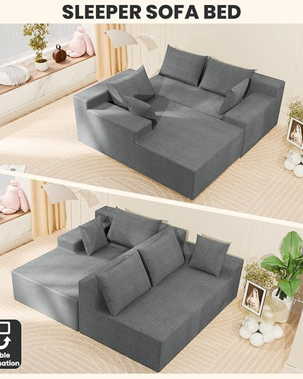 LEVELEVE 107" Cloud Sectional Couch with Deep Seat，Modern Modular Sofa with L-Shape Chaise，No Assembly Required, Upholstered Couches for Living Room Bedroom(Light Gery,Left Facing Chaise)